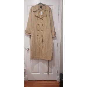 NWT Womens Lane Bryant Size 14 Tan Trench Coat Double Breasted MSRP 199.95
